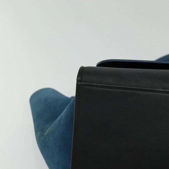 CELINE Trapeze Hand Bag Leather 2way Blue Gold Auth BA2576 - Picture 4 of 16